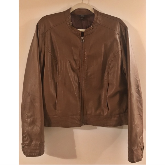 Faux Brown Leather Jacket - Picture 2 of 7